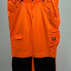 CAT Men's Orange Black Colorblock Hi-Visible Trouser Work Pants Size 38/34